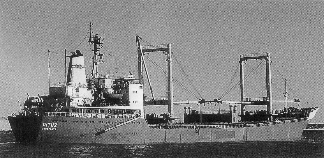Cargoul OITUZ a fost construit în decembrie 1979 de Șantierul Naval Galați.