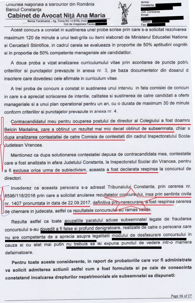 Minciunile ordinare ale unei escroace (pag. 16 din acțiunea de CHEMARE în JUDECATĂ a publicației Rezistenta.ro).