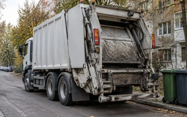 Autospecială de salubritate în timpul colectării