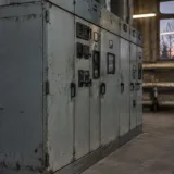 Panouri electrice vechi dintr-o centrală termică afectată de defecțiuni tehnice
