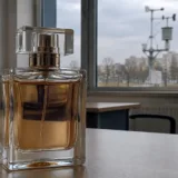 Parfum scump pe un birou