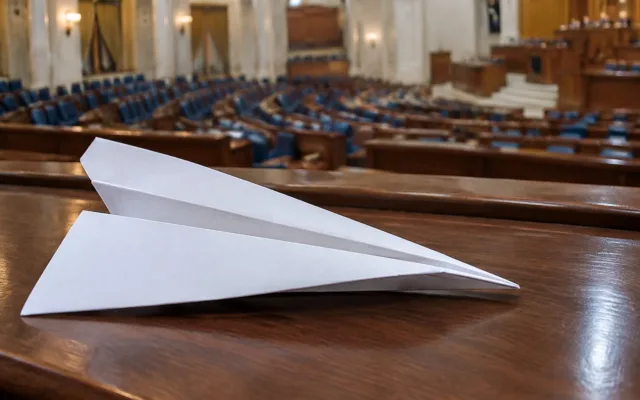 Avion de hârtie la Deputies