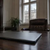 Laptop pe birou de consultanță juridică