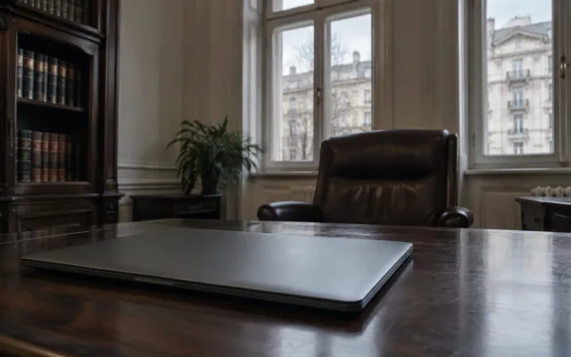 Laptop pe birou de consultanță juridică