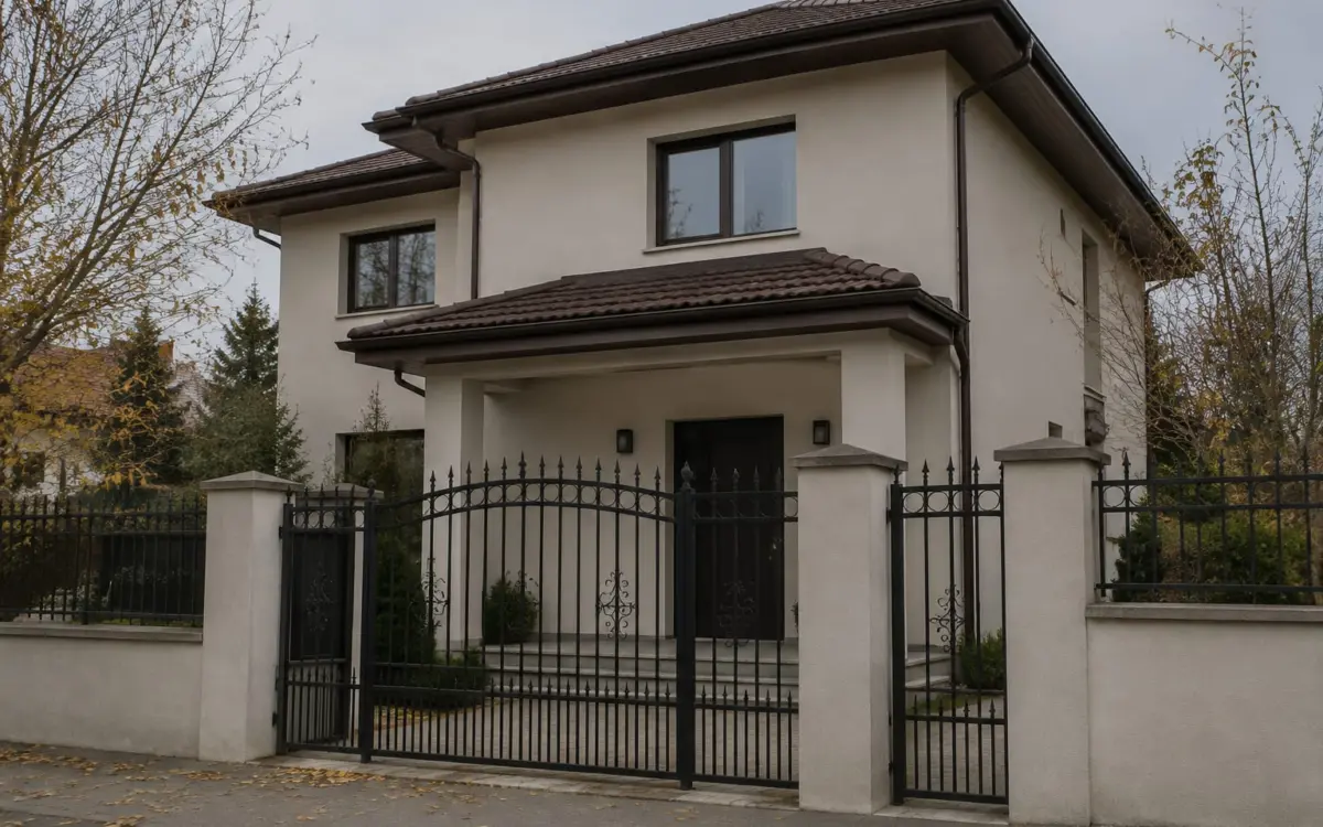 Vila modernă cu gard metalic