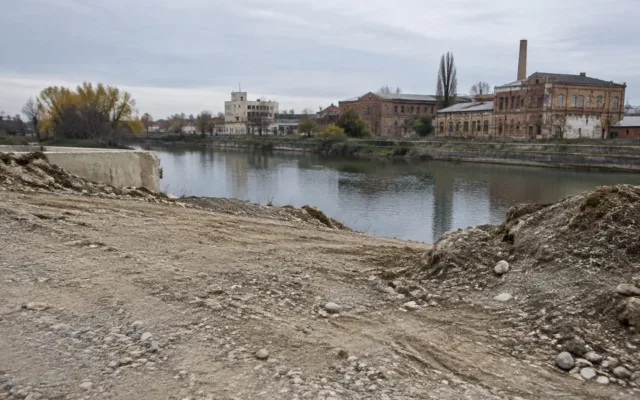 Șantierul pentru Podul Solventul din Timișoara