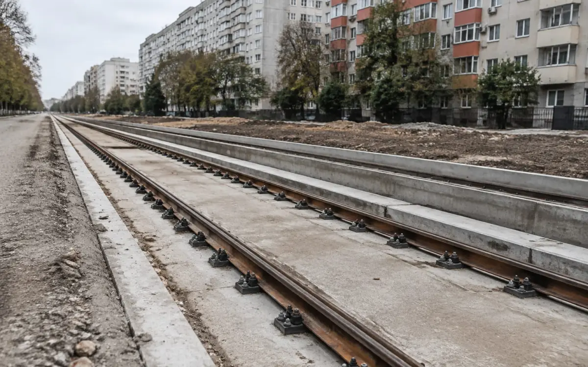 Șantierul liniei de tramvai Prelungirea Ghencea