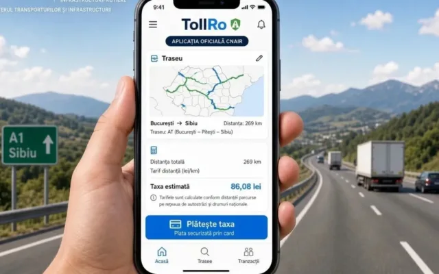 Aplicația mobilă TollRo pe telefon